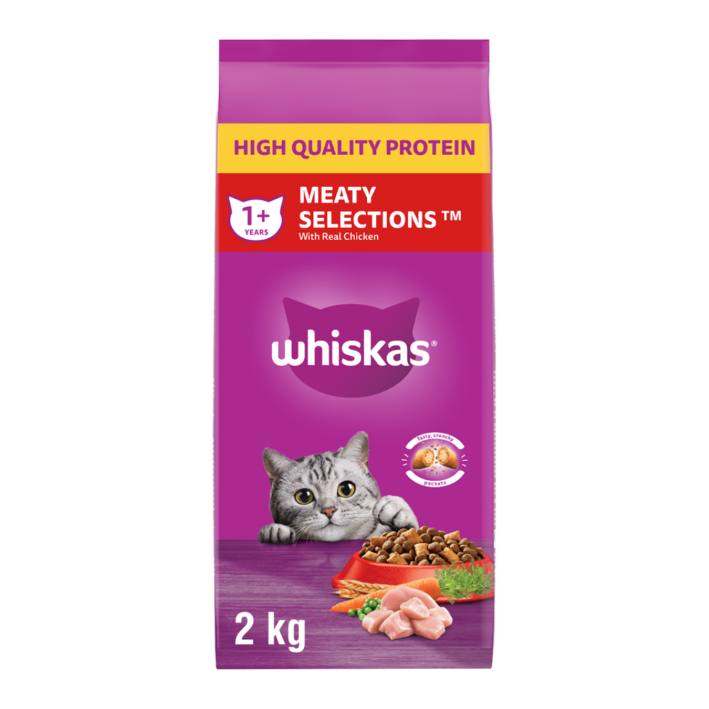 2 Kg Whiskas Meaty Selections with Real Chicken Adult Dry Cat Food