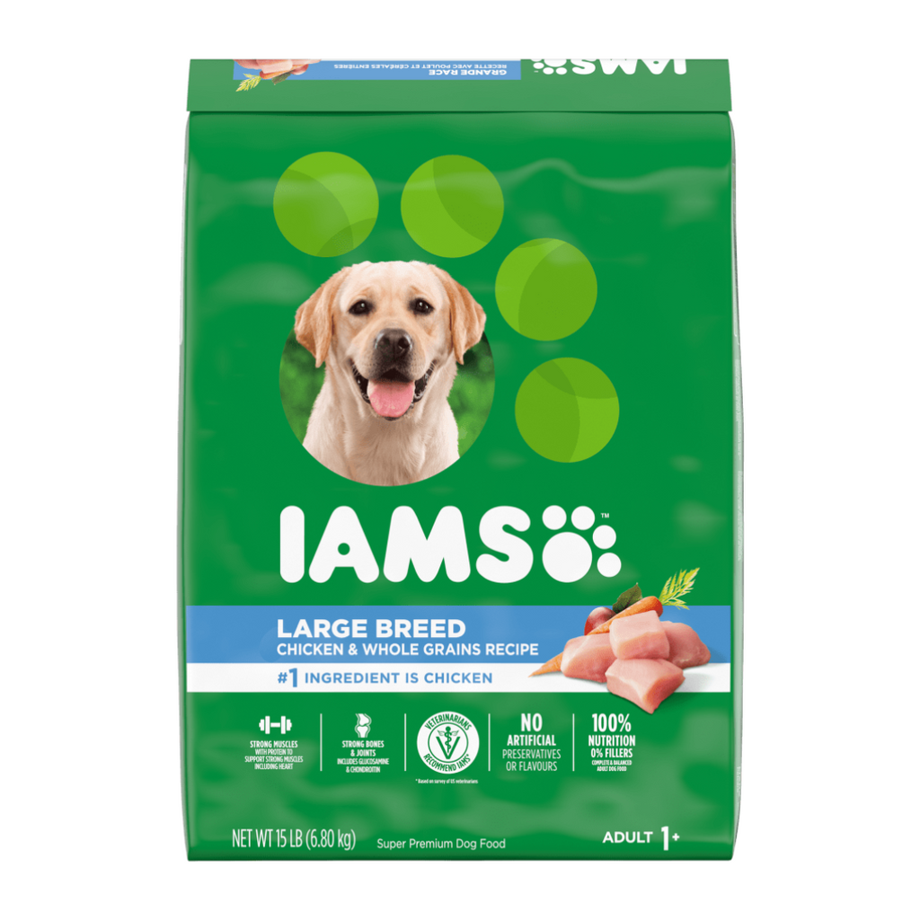 6.80 kg Iams Adult Large Breed Dry Dog Food Chicken & Whole Grains Dry Dog Food