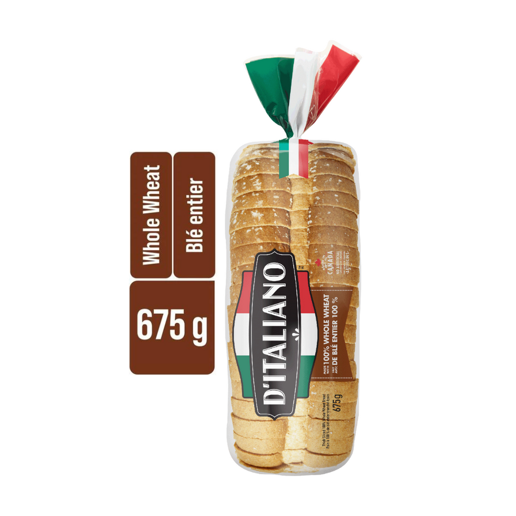675g, D'Italiano 100% Whole Wheat Bread
