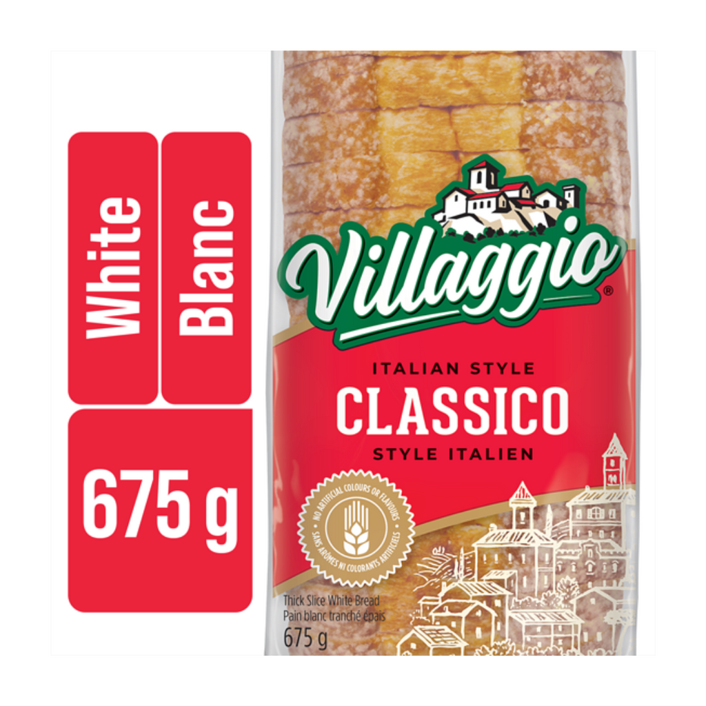 675g, Villaggio Classico Italian Style White Thick Sliced Bread