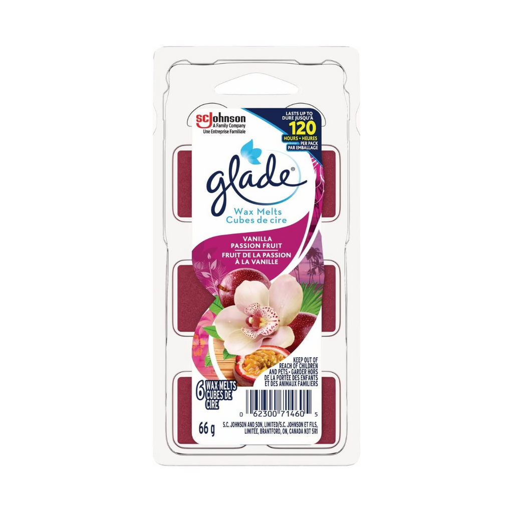 6 Pack, Glade Vanilla Passion Fruit Wax Melts Refill