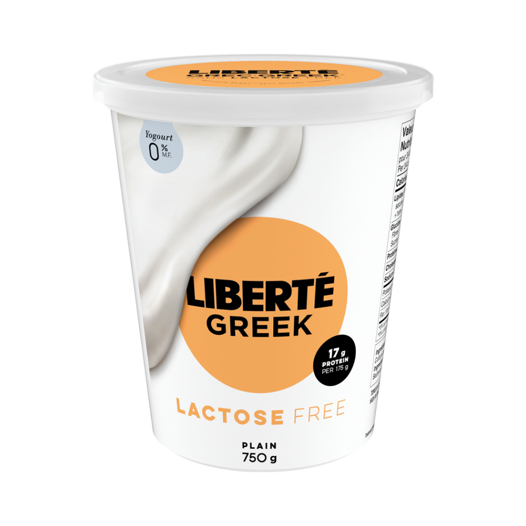 750g, Liberté Greek 0% Lactose Free Yogurt, Plain, High Protein
