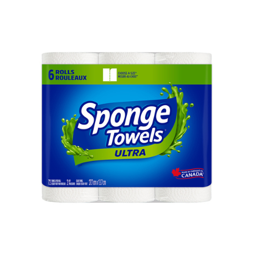 Sponge Towels Ultra Paper Towel, Choose-A-Size Sheets, 6 Rolls