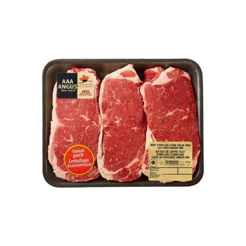 Strip Loin Beef Steak Value Pack, 2-4 Pieces Value Pack, AAA Angus Beef, 0.70 - 1.30 kg
