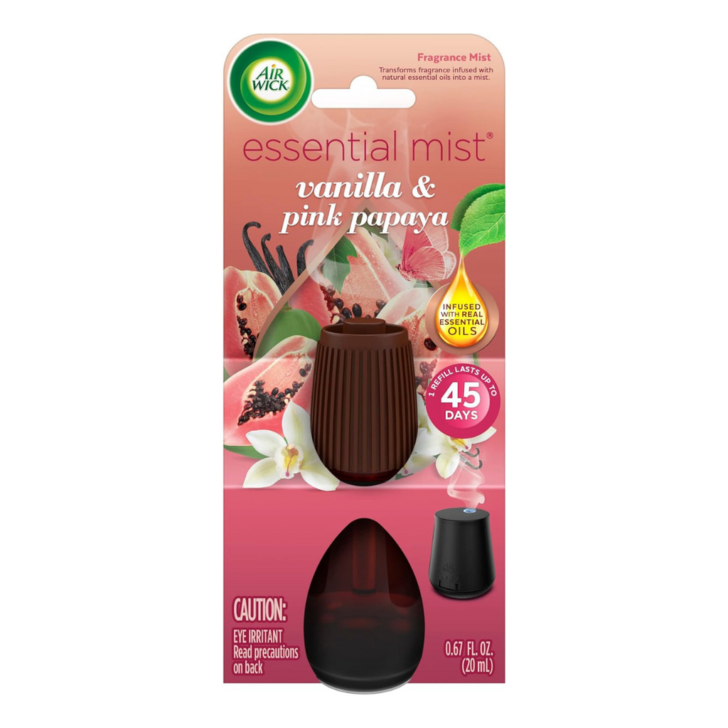Air Wick Essential Mist Fragrance Oil Diffuser Vanilla & Pink Papaya Starter Kit