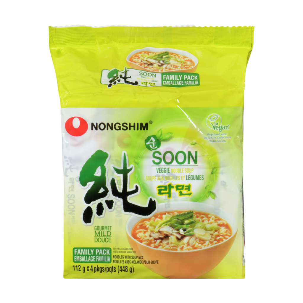 4 x 112g, Nongshim Soon Veggie Family Pack Noodle Soup, Vegan